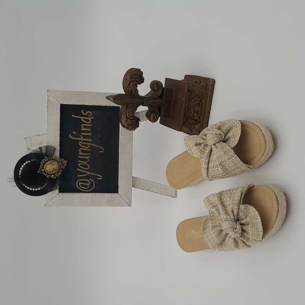 Cherish by Elegant Footware Knotted Open Toe Mule Espadrille Sandal sz 7